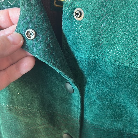 Danier leather green cropped leather suede jacket vintage size small - Picture 5 of 8